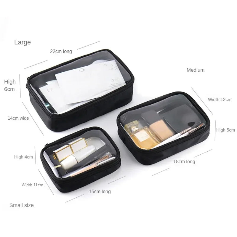 Waterproof Clear PVC Makeup Bag – Travel Cosmetic Organizer Pouch for Women & Men, Toiletry & Brush Storage Case