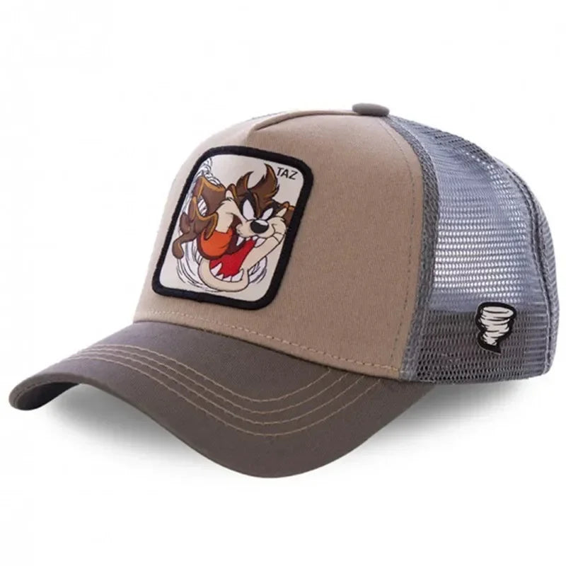 Anime Cartoon Snapback Cap - Cotton Mesh Trucker Hat for Men & Women Hip Hop Dad Style