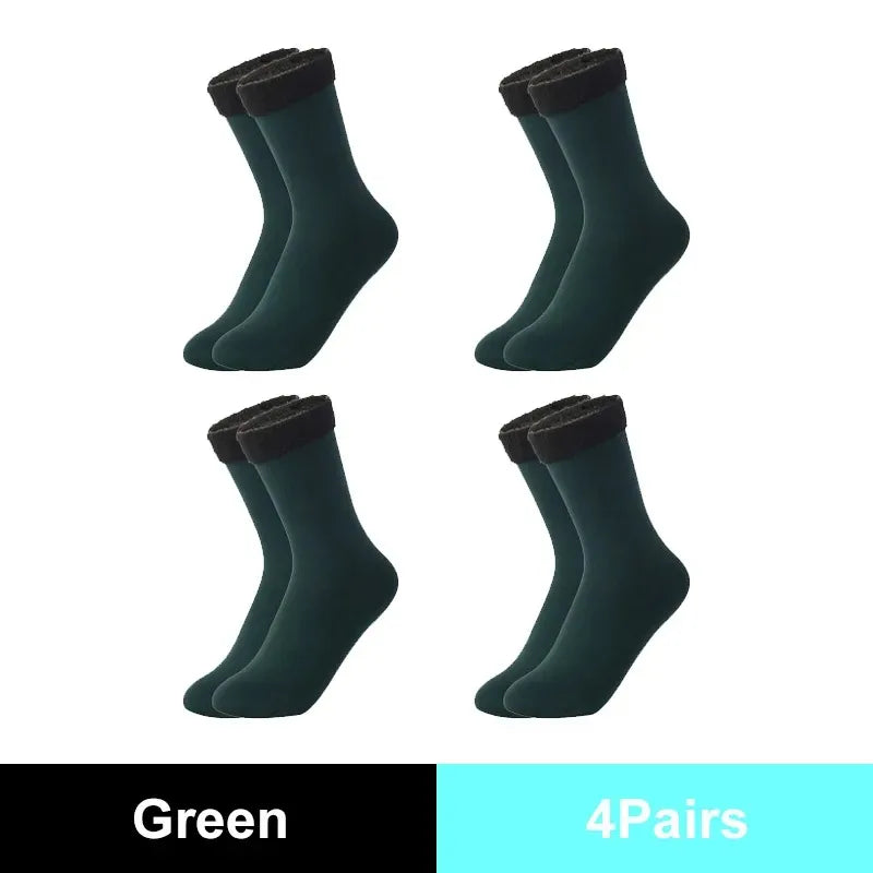 Winter Thermal Wool Socks for Women – Thick Cashmere Velvet Seamless Snow Socks, Black Unisex Warm Socks