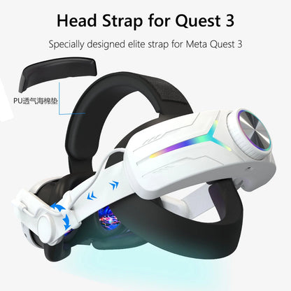 8000mAh Battery Head Strap for Meta Oculus Quest 3/3S – Charging Headset VR RGB Elite Accessories