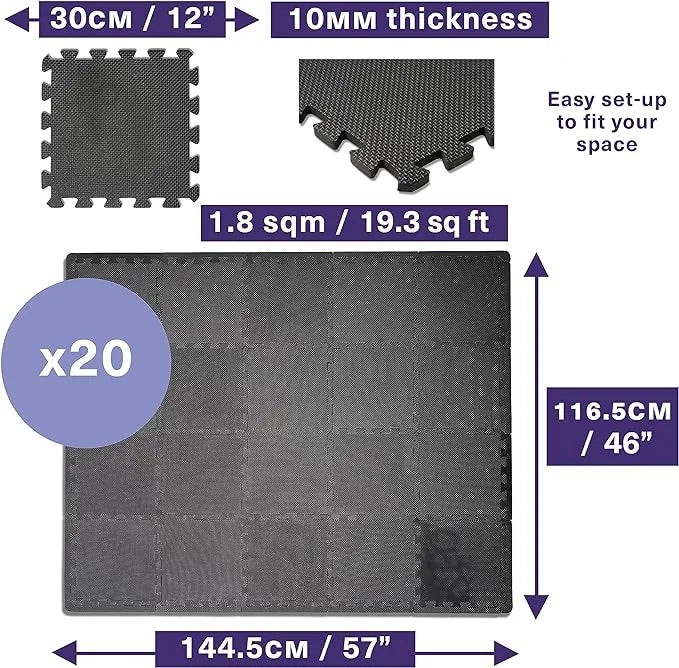 8/12/20PCS EVA Gym Floor Mats 30x30cm — Non-Slip Foam Mats for Yoga, Fitness & Sports Protection