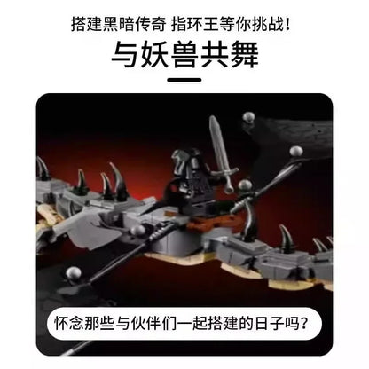 MOC-40693 Lord of the Rings Black Dragon My Fell Beast Building Block Set – DIY Model Brick Educational Desktop Toy & Christmas Gift