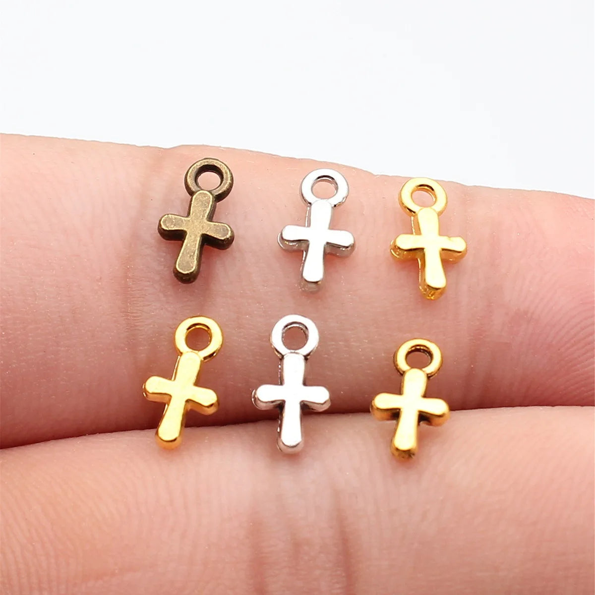 40Pcs Alloy Cross Charms - 10x6mm DIY Jewelry Pendants for Bracelets, Necklaces & Crafts
