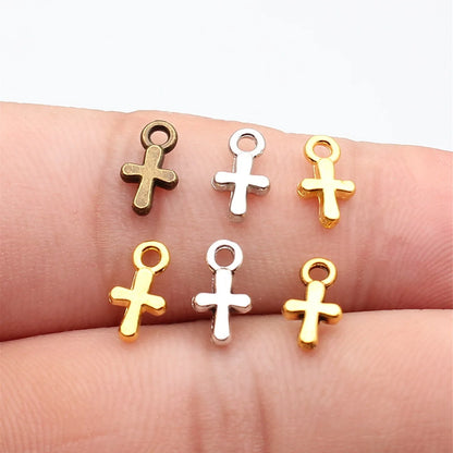 40Pcs Alloy Cross Charms - 10x6mm DIY Jewelry Pendants for Bracelets, Necklaces & Crafts