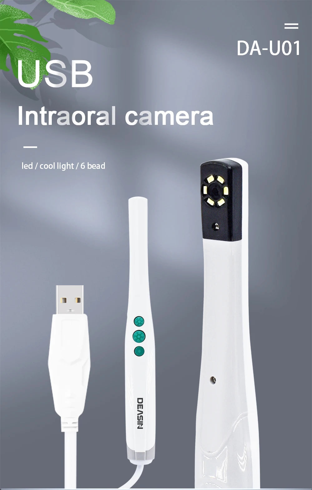 DEASIN USB HD Oral Camera – Digital Intraoral Viewer with 6 LED Lights for Dental Examination