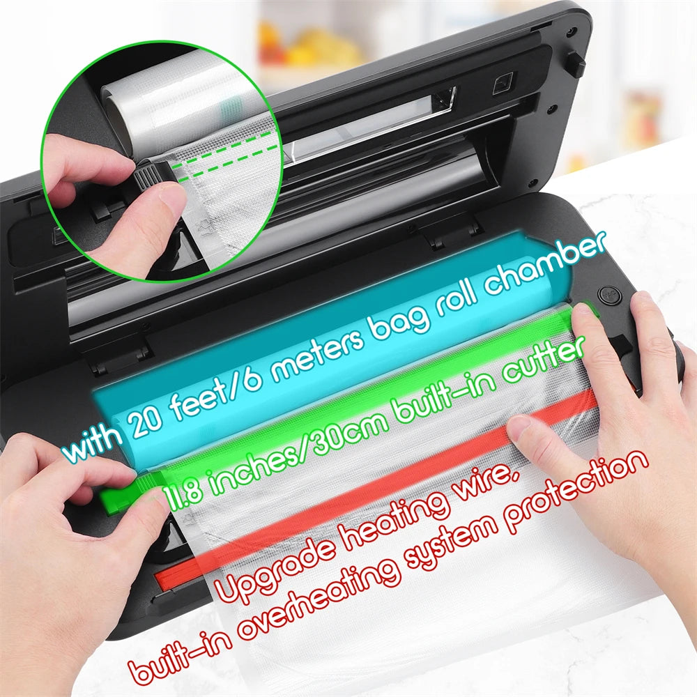 INKBIRD INK-VS03 Food Vacuum Sealer Machine – 80KPA Strong Suction Automatic Vacuum Sealer with Starter Kit for Food Storage & Preservation