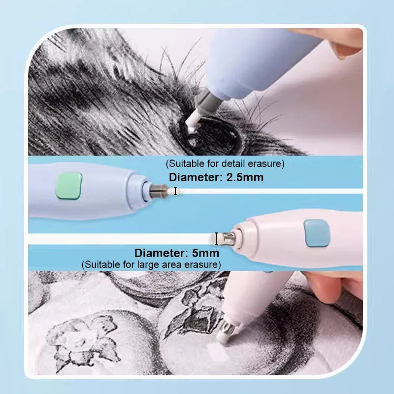 Deli Electric Eraser Pen — Automatic Sketch & Drawing Eraser with Refill Batteries for Kids