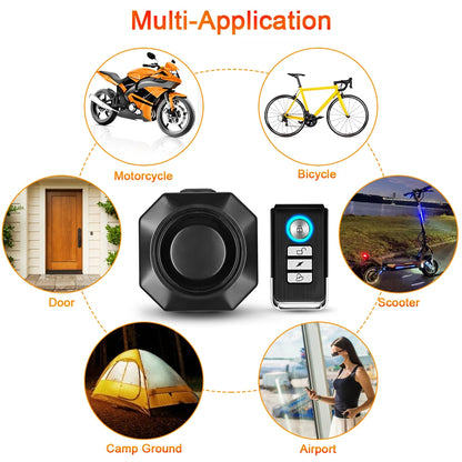 ELECTOP Wireless Bicycle Alarm & Taillight – Waterproof Vibration Anti-Theft Burglar Alarm with Remote Control Brake Sensing Safety Light for Bike & Motorcycle