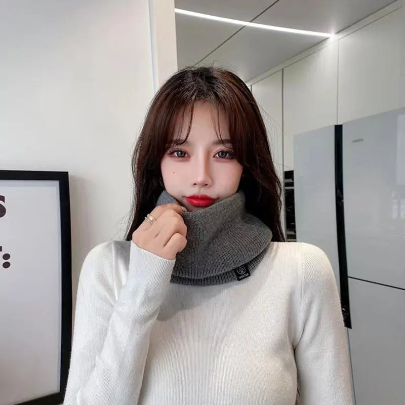 Fashion Knitted Scarf for Women and Men - Solid Cashmere-Like Winter Snood, Thick Wool Fur Neck Scarf Ring, Unisex Warm Accessory