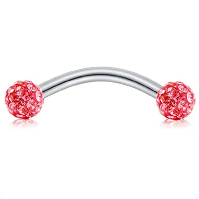 Crystal Curved Barbell Piercing Earrings – Daith, Helix, Tragus & Cartilage Body Jewelry Stud Ring