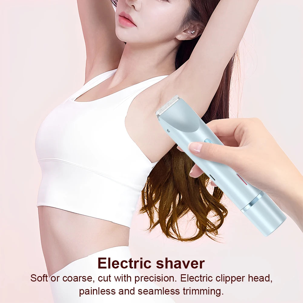 Women’s 2-in-1 Electric Razor – Dual-Head Painless Wet & Dry Bikini Trimmer with Detachable Head Shaver