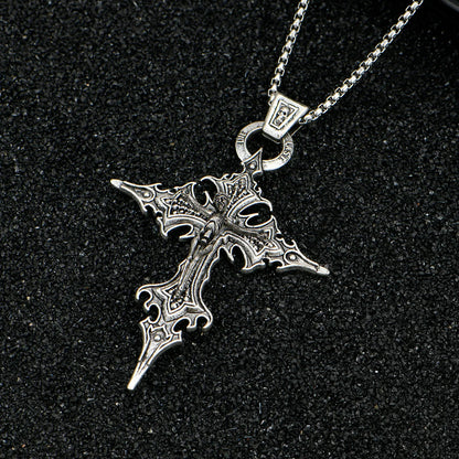 Retro Gothic Skull Cross Necklace - Personalized Halloween Pendant Jewelry for Men and Women