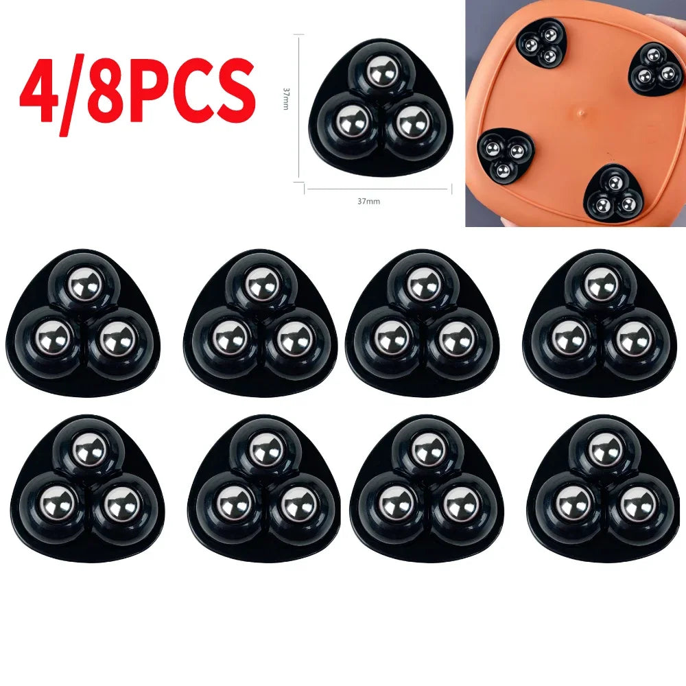 4PCS Universal Self-Adhesive Rotating Wheels – Noise-Free Pulley Set for Trash Cans, Kitchen & Small Appliances