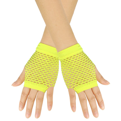 Fingerless Mesh Gloves - Solid Color Short Fishing Net Gloves for Parties & Dance