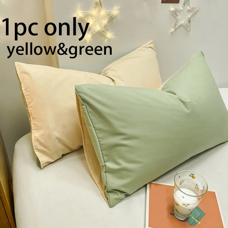 100% Cotton Brushed Color Block Pillowcases - Soft Cozy Wrinkle & Fade Resistant Envelope Closure