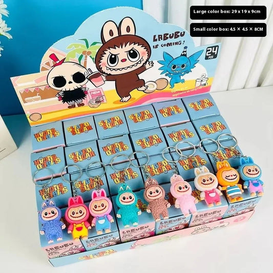 Rabu Blind Box Keychain 12/24pcs — Kawaii Cartoon Character Pendant, Mystery Box Toy for Bag, Room Decor & Gift