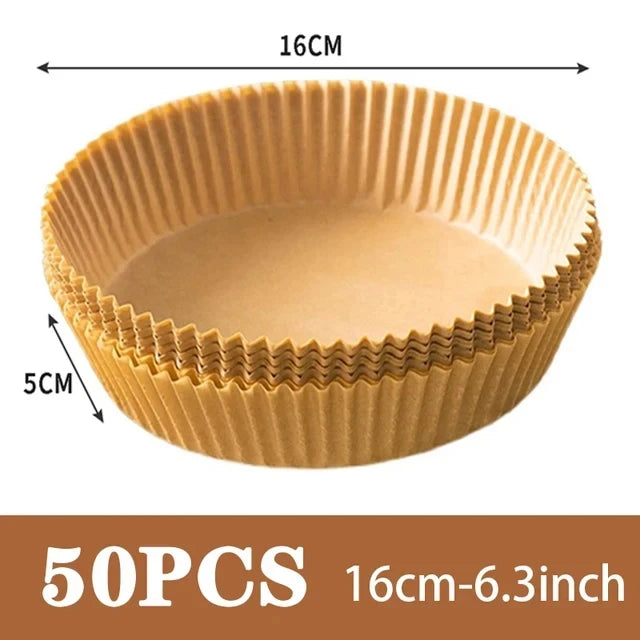 50Pcs Disposable Non-Stick Air Fryer Paper Liners – Round Baking Sheets Kitchen Airfryer Accessories for Easy Cooking & Cleanup