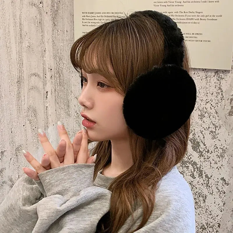 Soft Plush Ear Warmers for Winter - Fashion Solid Color Earflap Muffs for Men and Women, Outdoor Cold Protection Ear Covers