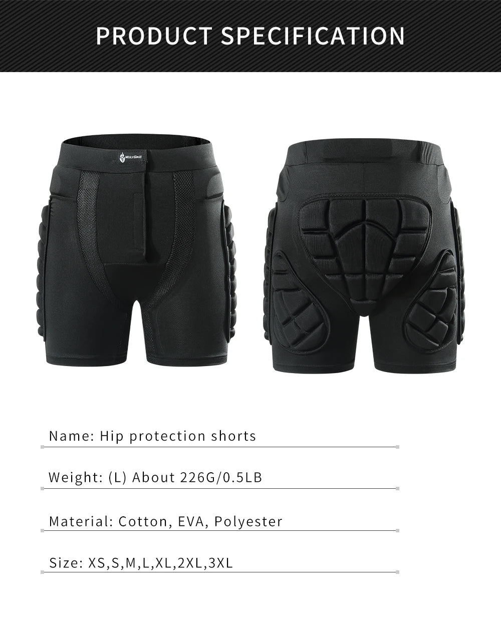 WOSAWE Motorcycle Shorts - Skating Hip Protector, MTB Motocross Padded Shorts, Skiing and Snowboarding Protective Gear