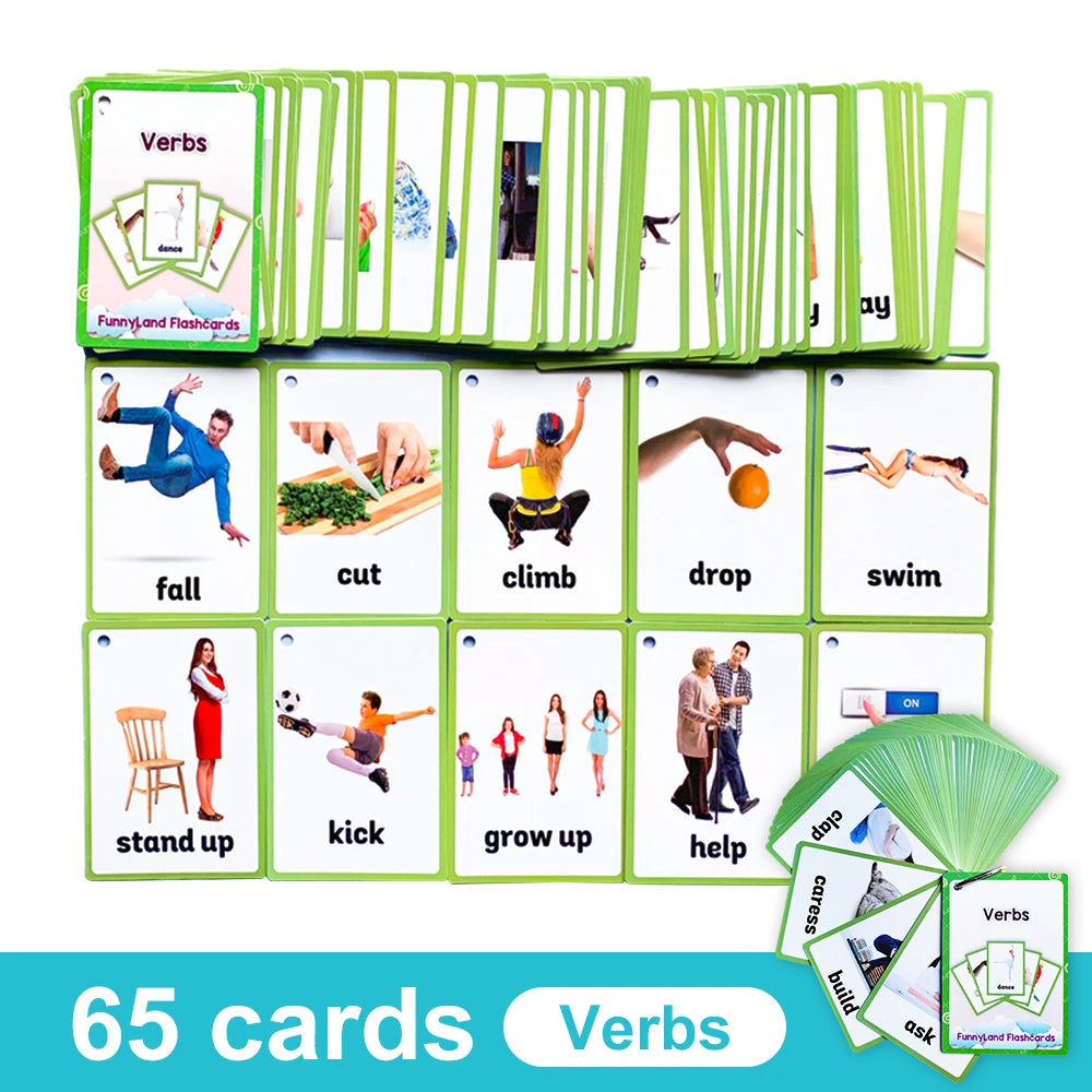 Kids English Vocabulary Flashcards - 26 Themes Fruits Animals Vehicles & Learning Activity Cards