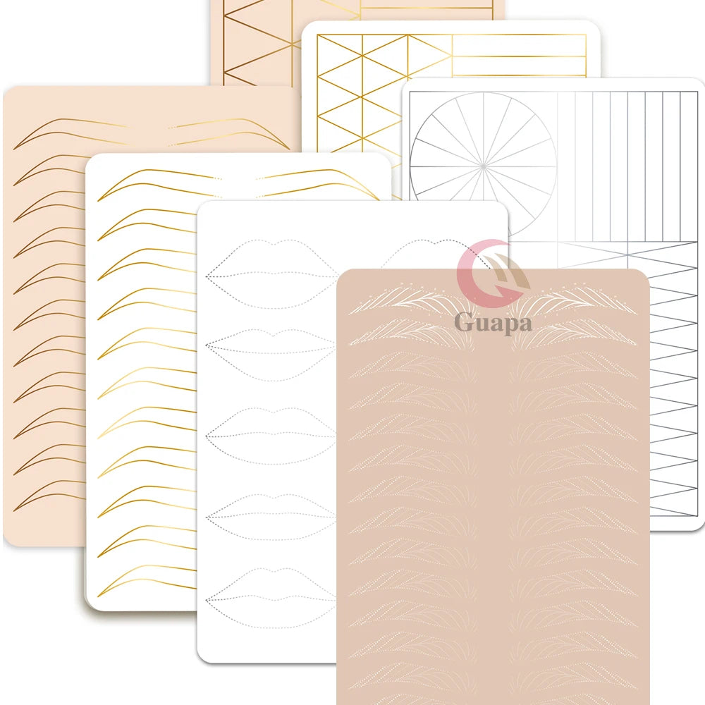 Silicone Practice Skin for Permanent Makeup — Double-Sided Latex Sheet with Brows Design for Hair Stroke Training