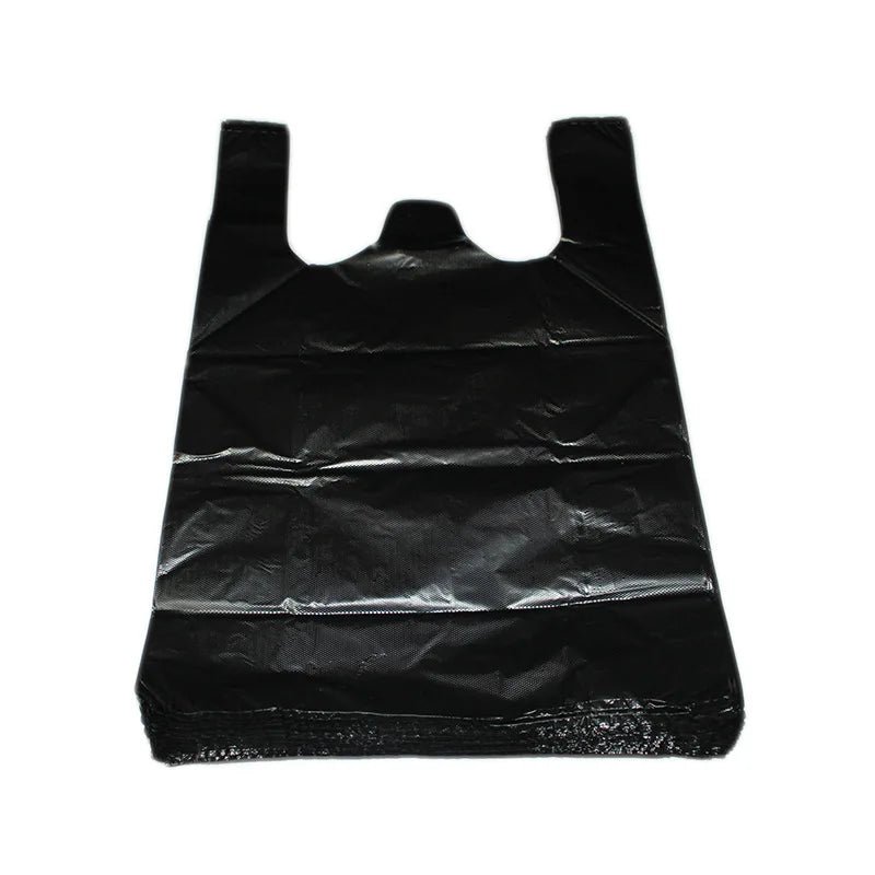100PCS Black Thick Plastic Vest Bags - Supermarket Shopping, Takeaway & Garbage Storage Bags