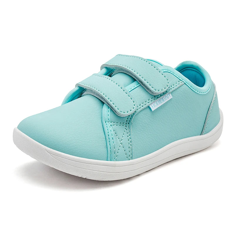 HOBIBEAR Kids Barefoot Shoes – Wide Toe Minimalist Lightweight Sneakers with Hook & Loop Artificial Leather for Boys and Girls