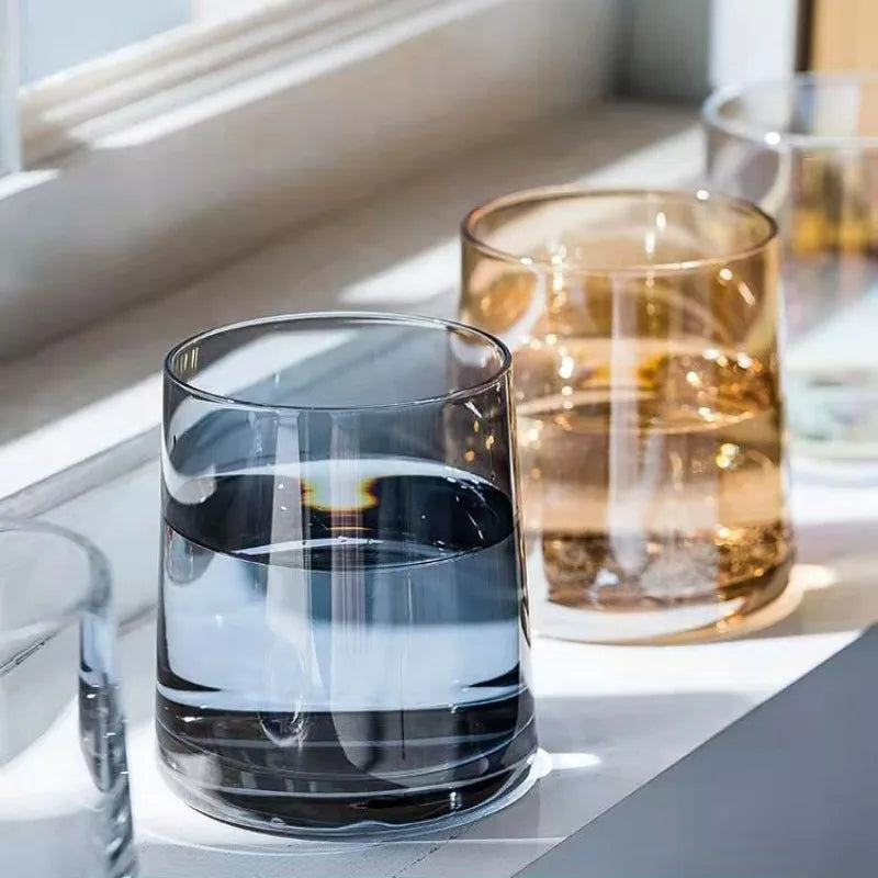 Aesthetic Glass Drinking Cup Set - Juice, Whiskey & Water Tumblers for Home, Hotels & Bulk Use