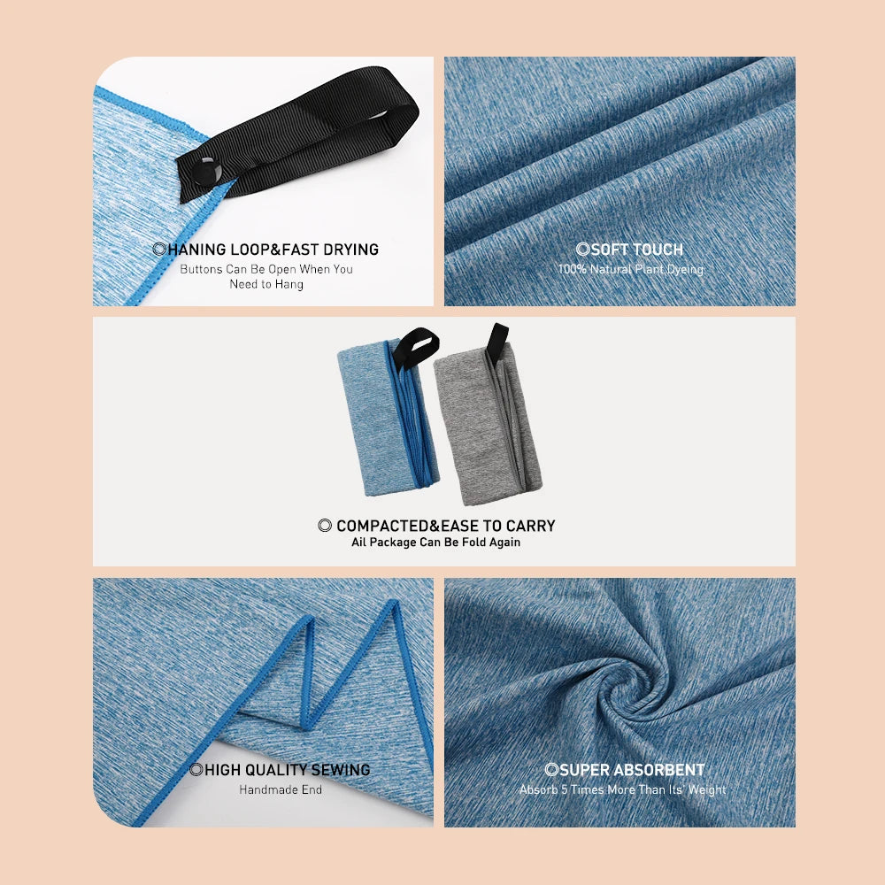 Microfiber Quick Dry Gym Towel – Silver ION Odor-Free Absorbent Workout Towel for Fast Sweat Drying