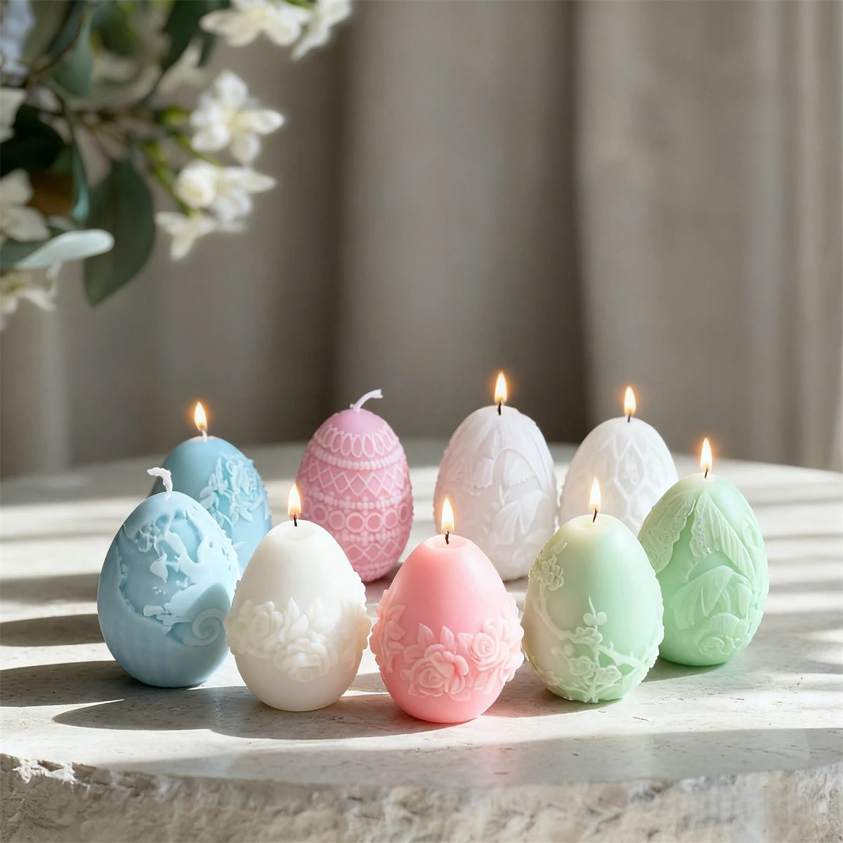 3D Easter Egg Scented Candle Silicone Mold – DIY Embossed Butterfly & Flower Egg Shape for Candle & Plaster Making, Easter Gift