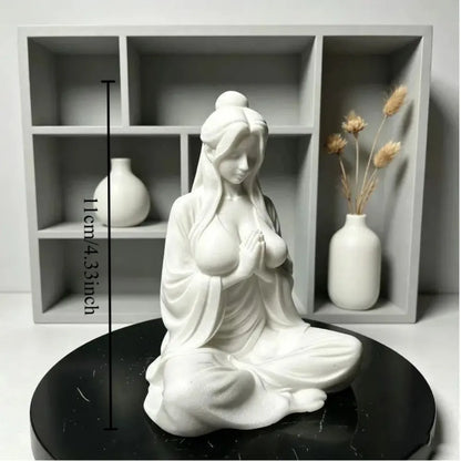 Meditation Zen Female Figurine - 3D Printed Cross-Legged Desktop Ornament for Tea Rooms & Home Decor