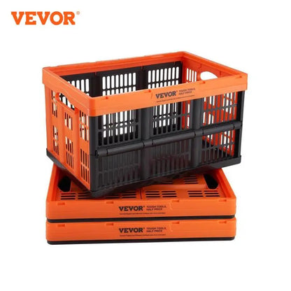 VEVOR 45L Collapsible Storage Baskets – 3-Pack Plastic Folding Bins with Handles for Clothes, Toys & Grocery, Stackable Containers