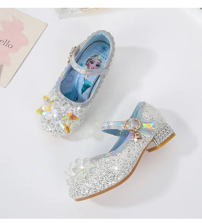 2024 Spring Girls' Elsa Princess Shoes - Ice and Snow Romance Crystal Sandals for Kids