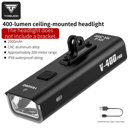 TOSUOD 1500-Lumen Bicycle Front Light - 4800mAh USB Rechargeable Splash-Resistant Cycling Lamp