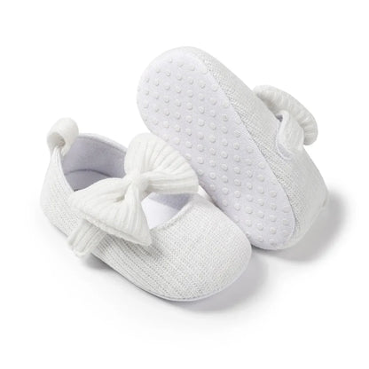 Meckior Baby Girl Shoes — Spring & Autumn Cotton Sole Moccasins with Bow, Anti-Slip First Walkers for Newborns & Toddlers