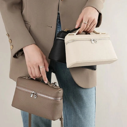 Lychee Grain Mini Shoulder Bag - Elegant Women’s Fashion Crossbody Handbag with Lunch Box Style Design