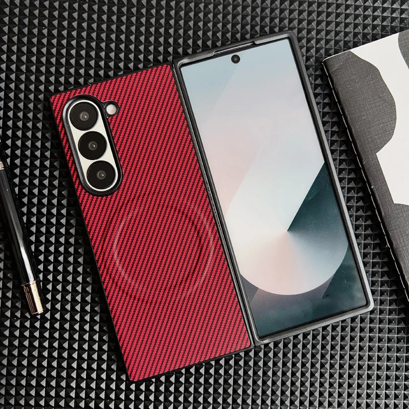Luxury Carbon Fiber Magnetic Wireless Charging Case for Samsung Galaxy Z Fold 6/5/4/3 – MagSafe Compatible Bumper Cover