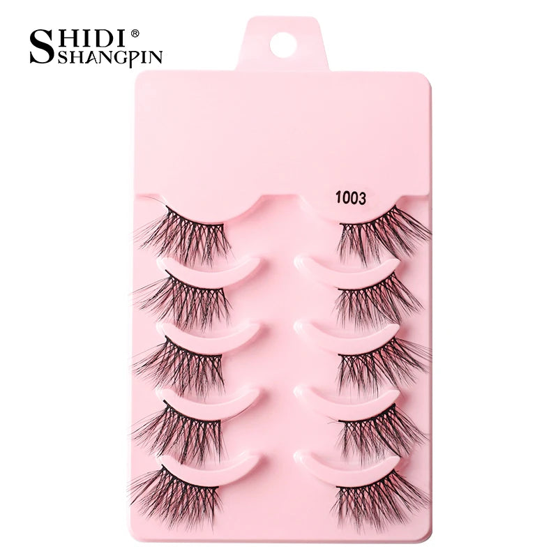 SHIDISHANGPIN 5/10 Pairs Cat Eye False Lashes – 3D Mink Half Lashes, Eyelash Extensions for Natural Makeup, Faux Cils Maquiagem