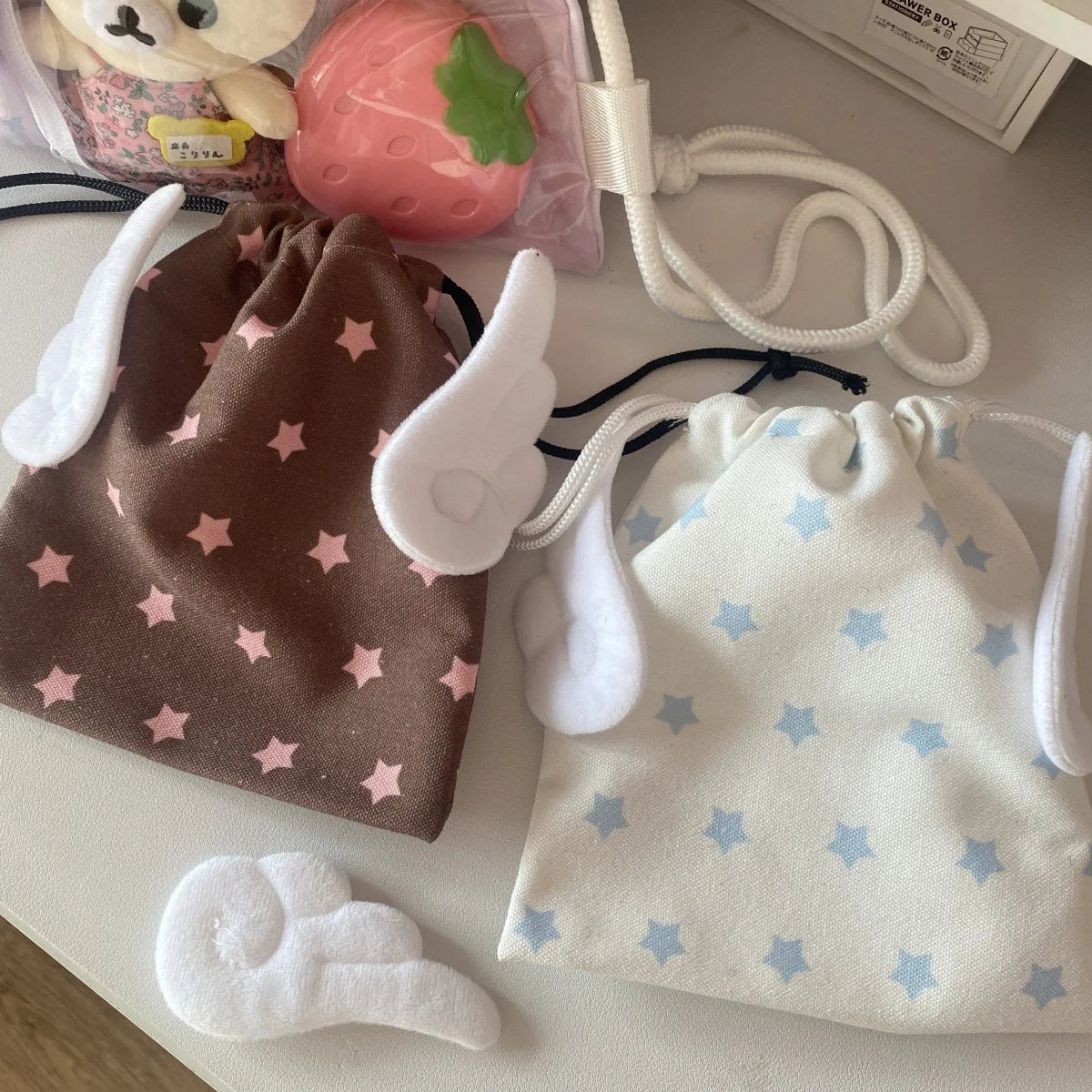 Portable Star Pattern Drawstring Storage Bag - Canvas Cosmetics, Stationery & Accessories Organizer Pouch