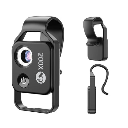 100X/200X Microscope Phone Lens with Clip – Magnifier for Plants, Insects, Hair, Skin, Jewelry & Jade Inspection