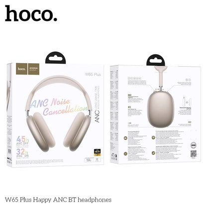 HOCO W65 Plus ANC Bluetooth Headphones – Over-Ear Wireless HiFi Sport Headset with Noise Reduction & Control Button