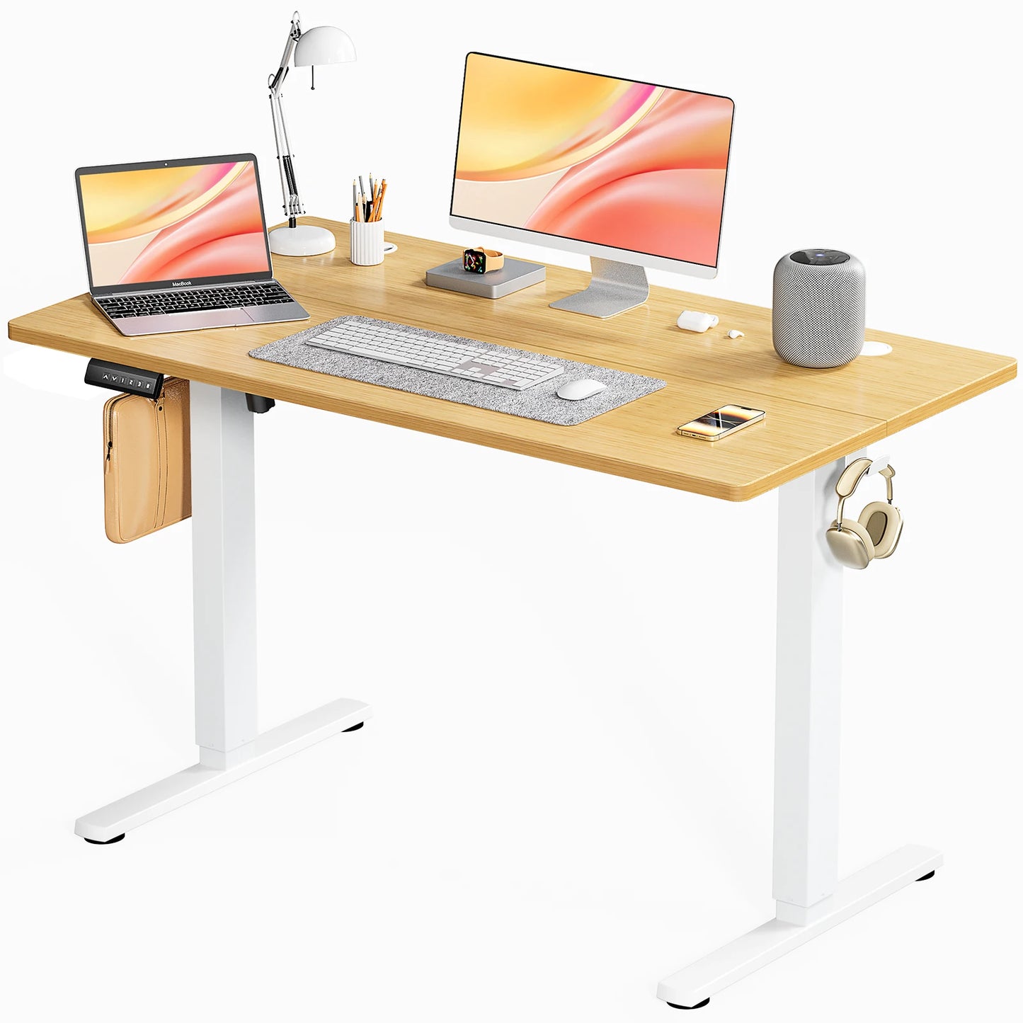 Electric Standing Computer Desk – Height Adjustable Ergonomic Workstation with Metal Frame for Home or Office