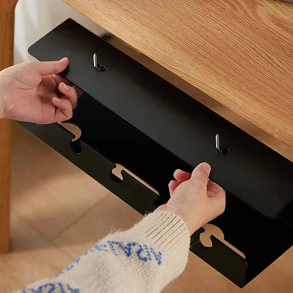 2024 Under Desk Cable Management Tray with Clamp - Sturdy Cord Holder for Power Strips, No Drilling Required, Spacious Design