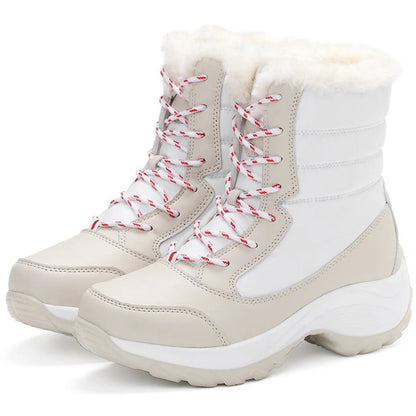 Women’s Winter Boots 2025 – Fur-Lined Snow Boots with Heels, Platform Shoes for Women, Botas Mujer in White & Black