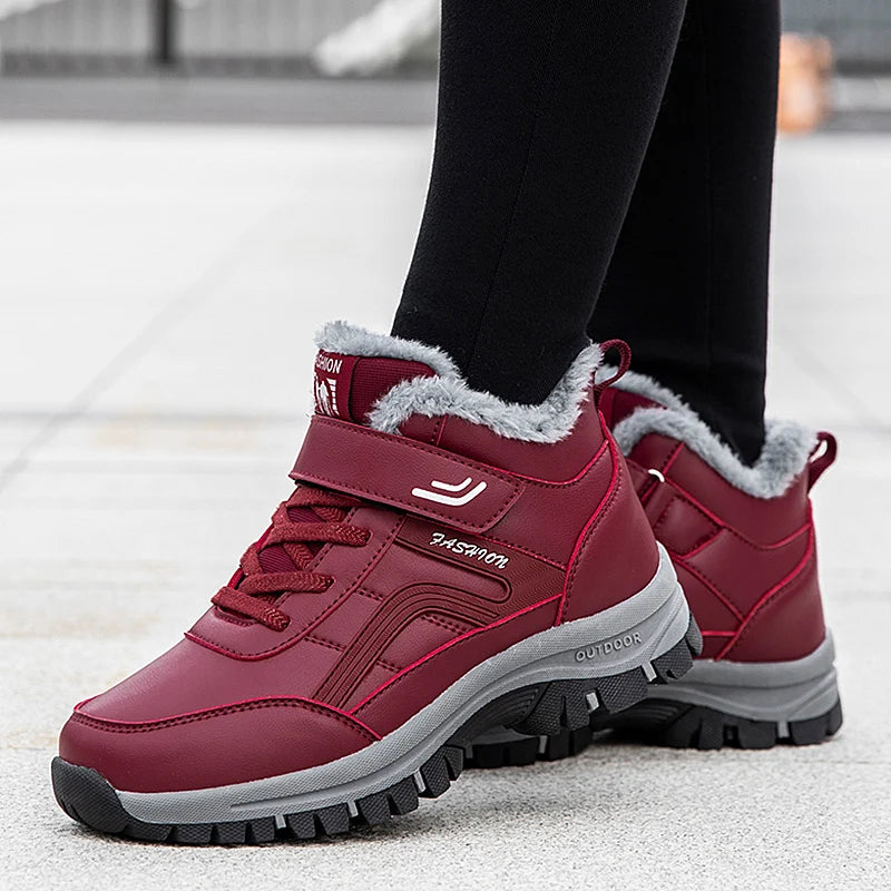 2024 Women’s Winter Waterproof Platform Boots – Designer Australian Leather Ankle Booties with Fur, Luxury Warm Shoes
