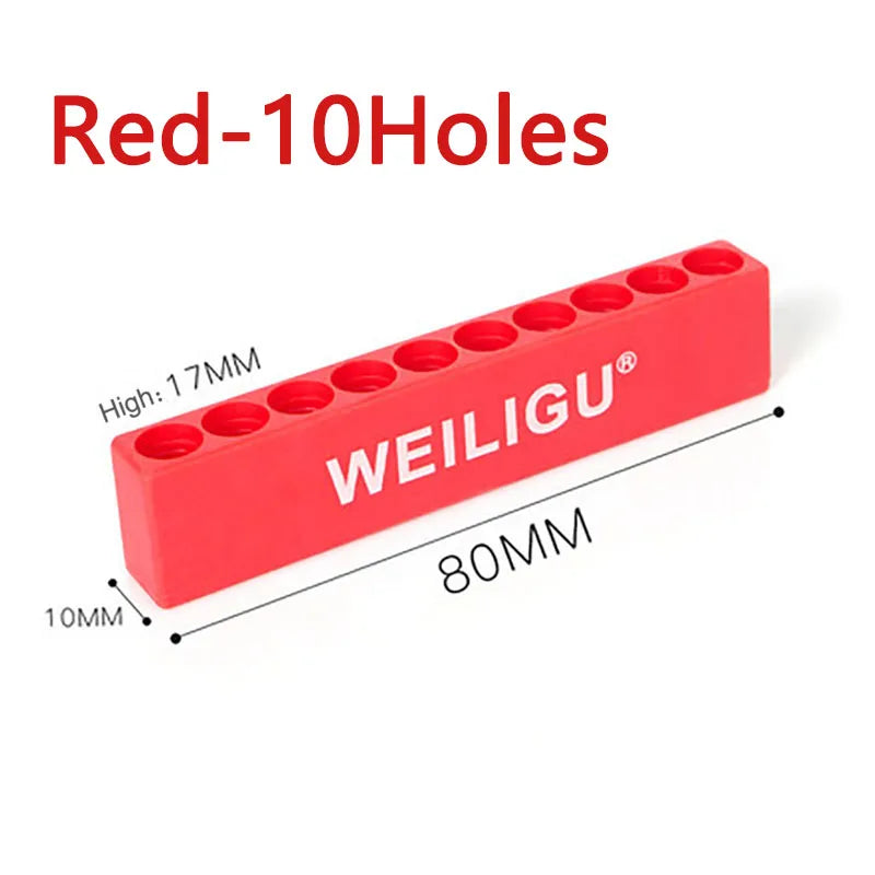 6.35mm Hex Screwdriver Bit Holder - Soft Rubber Organizer with 10/12 Hole Plastic Storage Box