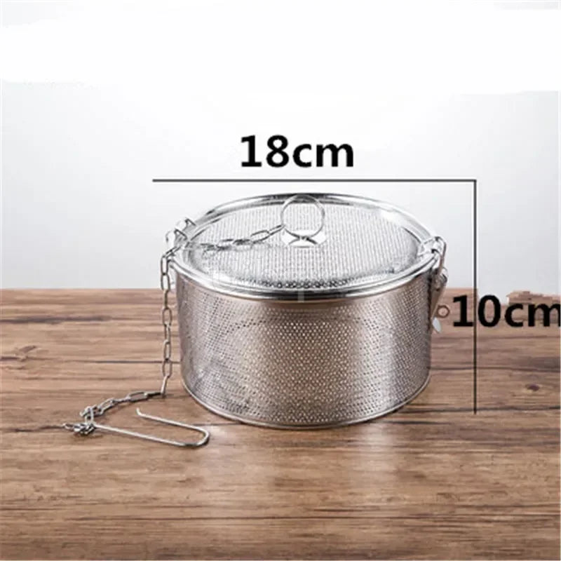304 Stainless Steel Round Hole Seasoning Bag — Spice, Gravy & Soup Strainer Basket for Brine, Hot Pot, and Slag Separation