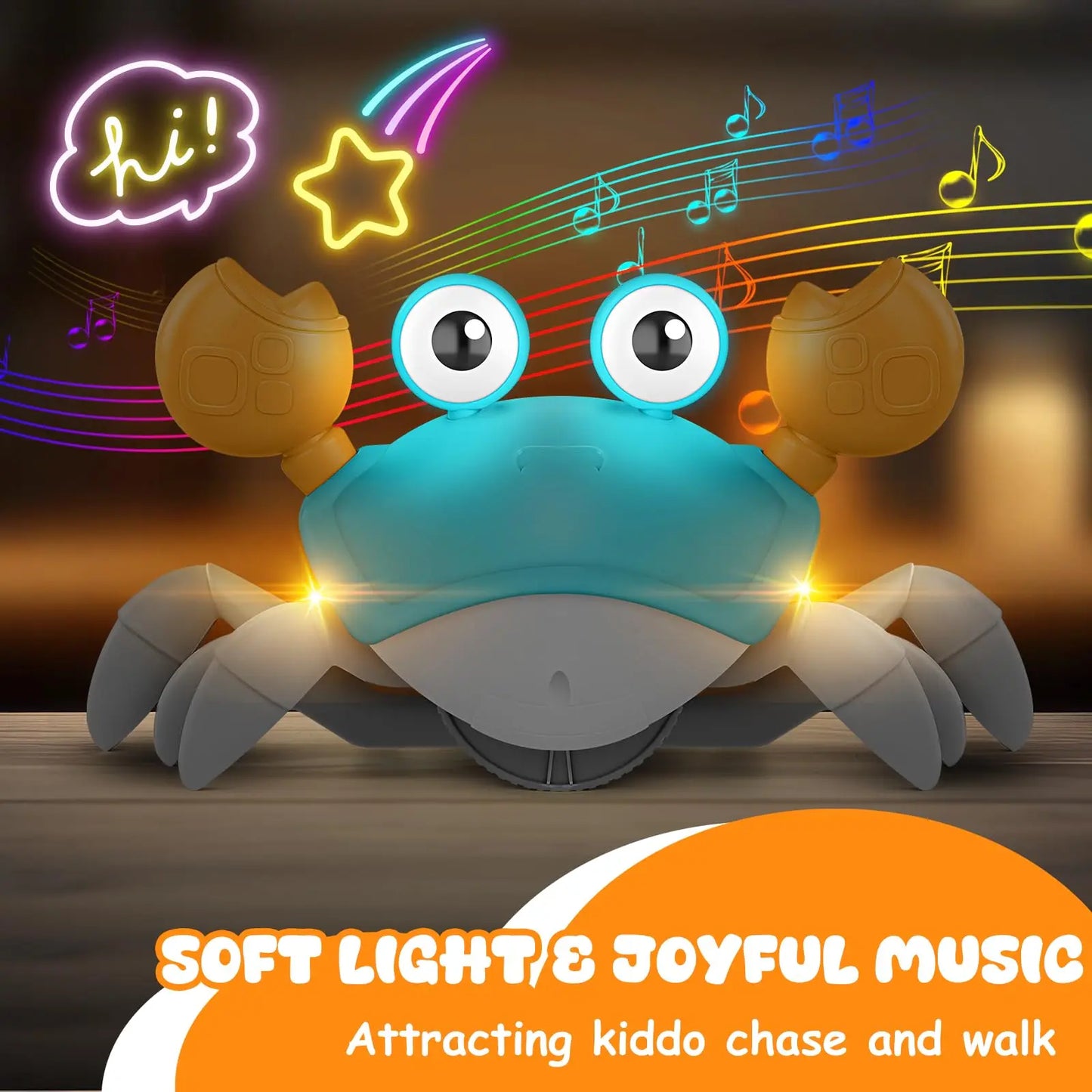 Kids Induction Crab & Octopus Crawling Toy – Electronic Musical Pets, Toddler Moving Toy that Avoids Obstacles, Party Gift