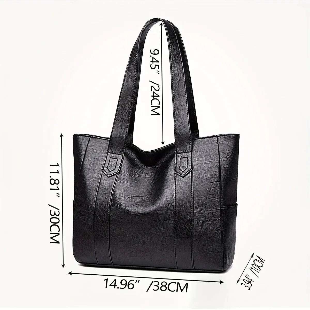 Vintage Large Capacity Tote Bag - Retro Vegan Shoulder Bag for Women, Casual Handbag for Commute