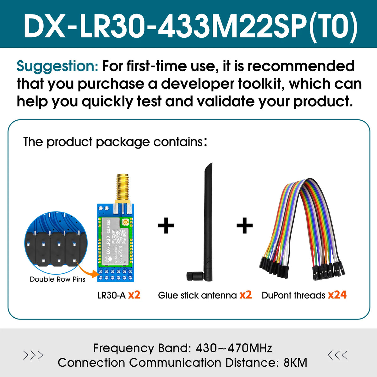 SX1262 LoRa Wireless Module - DX-LR30 22dBm Long-Range RF Module 433/475/868/915MHz